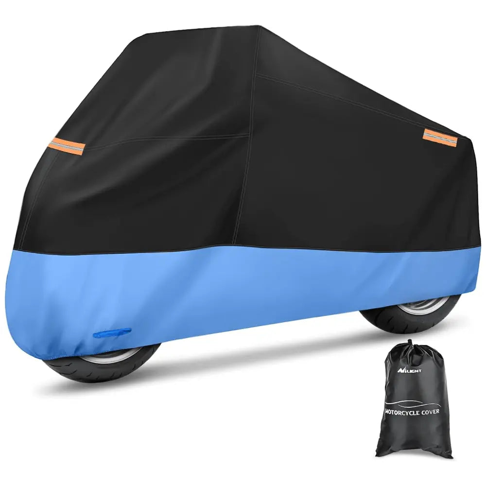 Motorcycle Cover with Lock-Hole Storage Bag & Protective Reflective Strip Fits up to 108 Inch Nilight