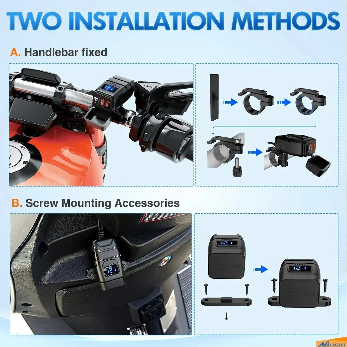 Accessories Motorcycle SAE to Dual USB Car Charger Adapter