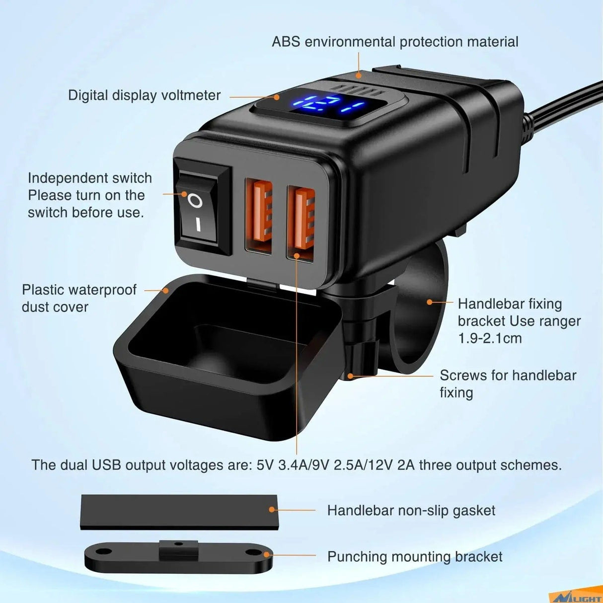 Accessories Motorcycle SAE to Dual USB Car Charger Adapter
