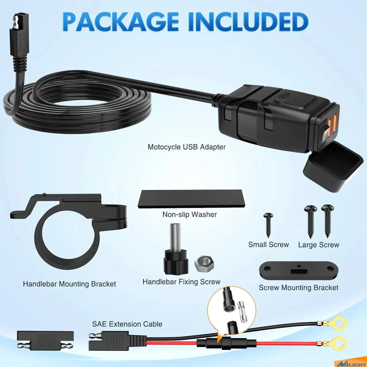 Accessories Motorcycle SAE to Dual USB Car Charger Adapter