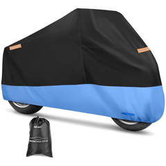 Motorcycle Cover with Lock-Hole Storage Bag & Protective Reflective Strip Fits up to 116 Inch