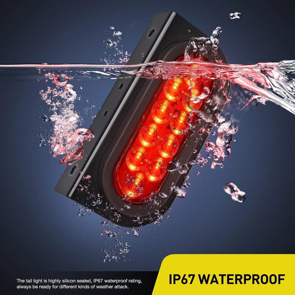 Tail Brake Turn Reverse Lights 6 Inch Oval Red Tail Lights w/ Mount Bracket (Pair)