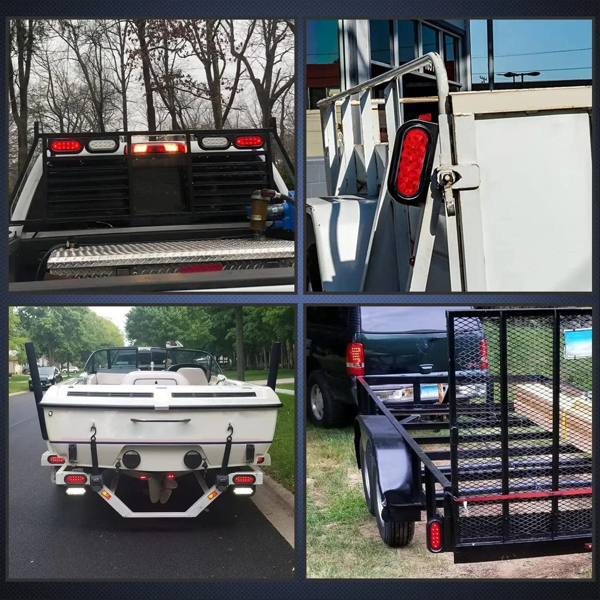 Tail Brake Turn Reverse Lights 6 Inch Oval Red Tail Lights w/ Mount Bracket (Pair)