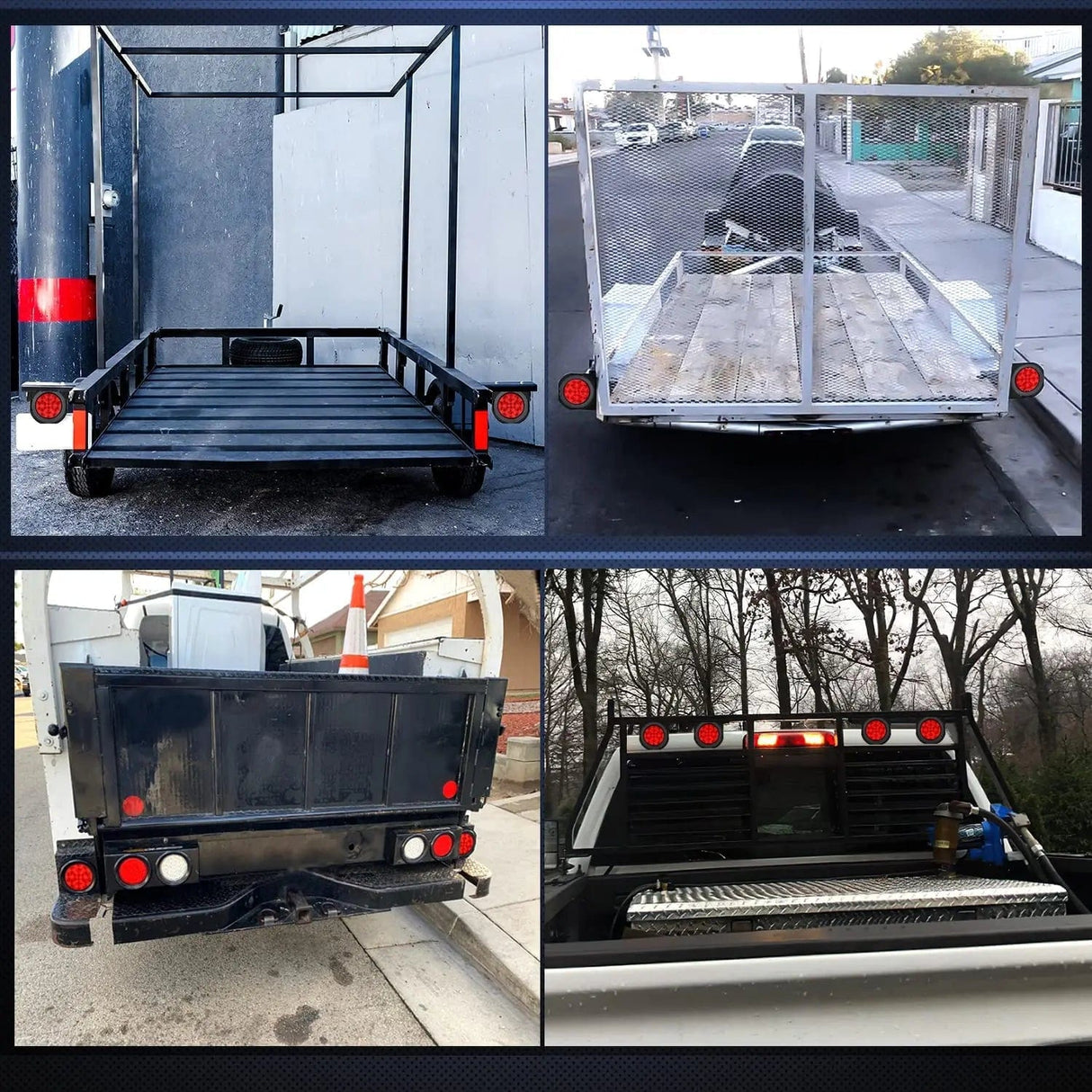 Tail Brake Turn Reverse Lights 4 Inch Round Red Tail Lights w/ Mount Bracket (Pair)