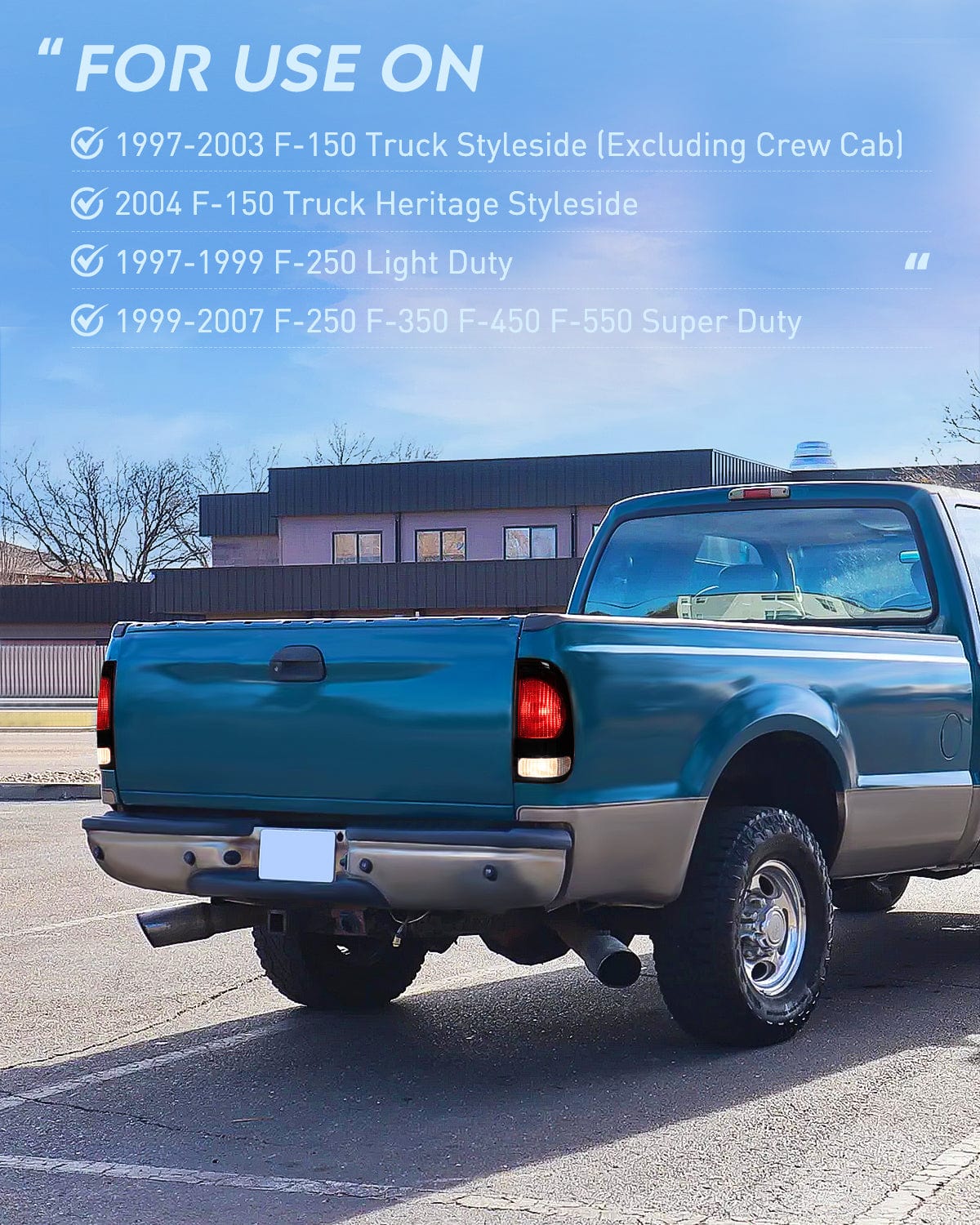 Taillight Assembly 1997 1998 1999 2000 2001 2002 2003 Ford F150 1997 1998 1999 Light Duty 1999 2000 2001 2002 2003 2004 2005 2006 2007 Ford Super Duty Taillight Assembly Smoke Housing Rear Lamp Replacement OE Style Driver Side