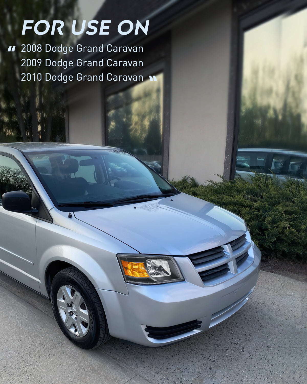 Nilight 2008 2009 2010 Dodge Grand Caravan Headlight Assembly Black Case Amber Reflector