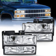 Headlight Assembly 1988 1989 1990 1991 1992 1993 1994 1995 1996 1997 Chevrolet GMC C10 C/K 1988-1999 Silverado Suburban Sierra Blazer Tahoe Yukon Headlight Assembly Chrome Housing