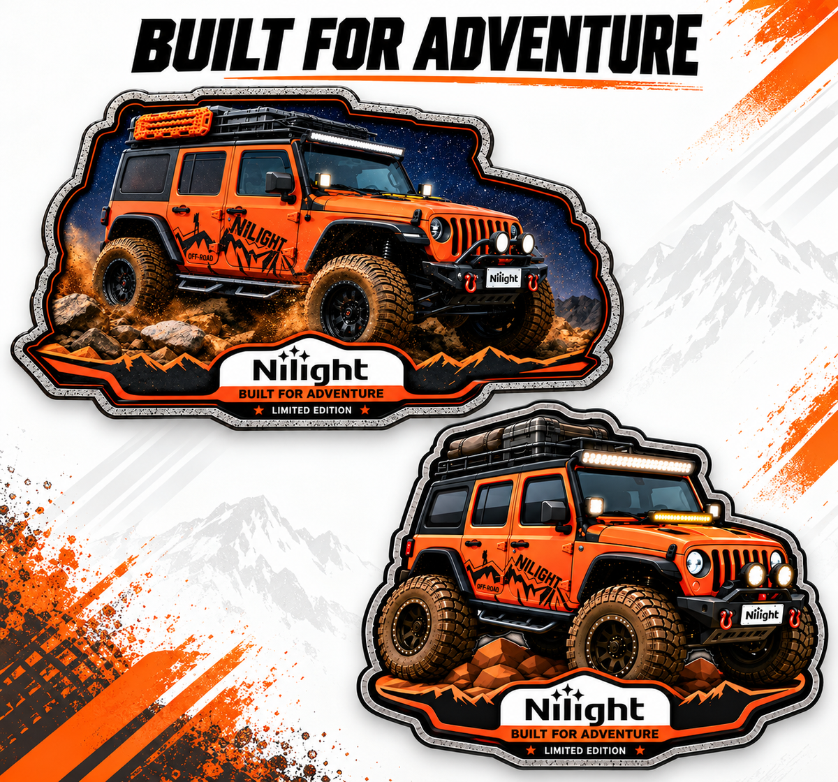 2PCS Off-Road Vehicle Fridge Magnet Set 5.5mm Thick | Side Profile & Cartoon Collectible Designs