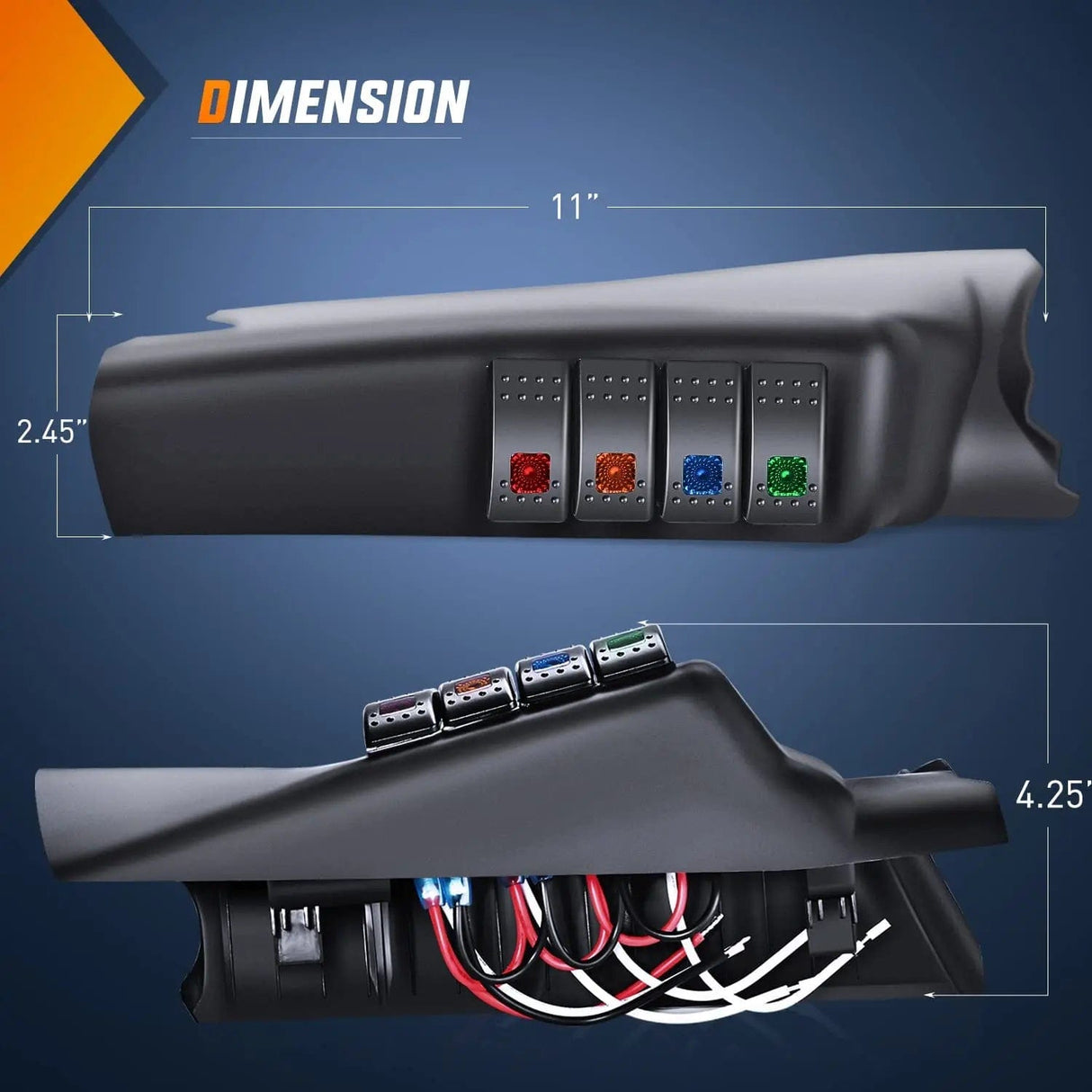 Rocker Switch A-Pillar 4 ON/OFF Rocker Switches for Jeep Wrangler JK 2011-2018