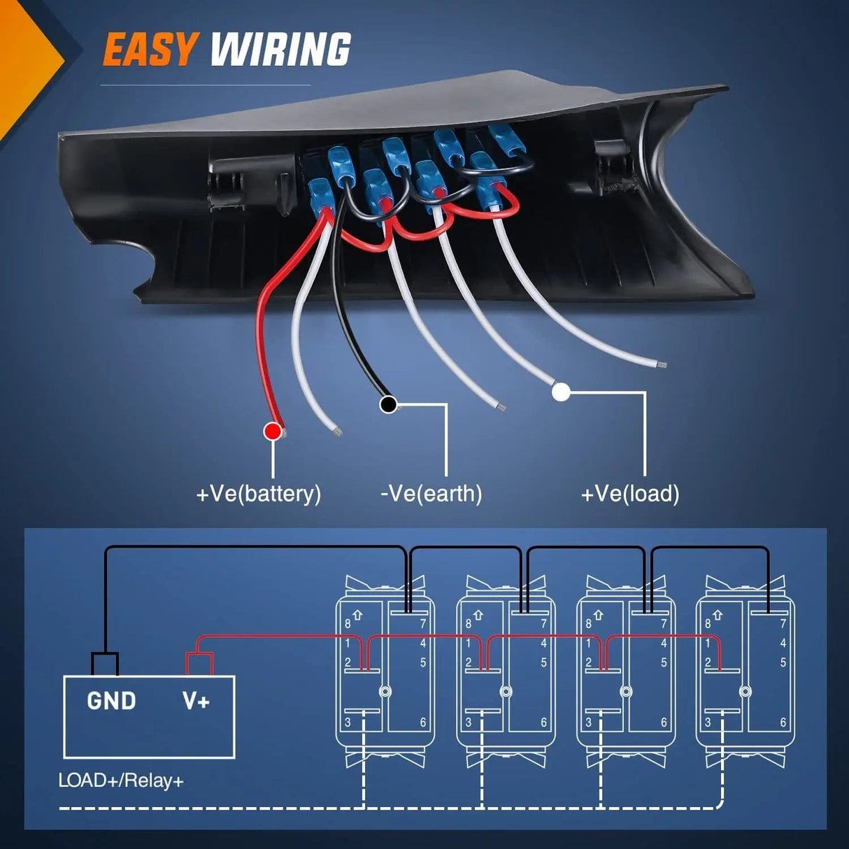 Rocker Switch A-Pillar 4 ON/OFF Rocker Switches for Jeep Wrangler JK 2011-2018