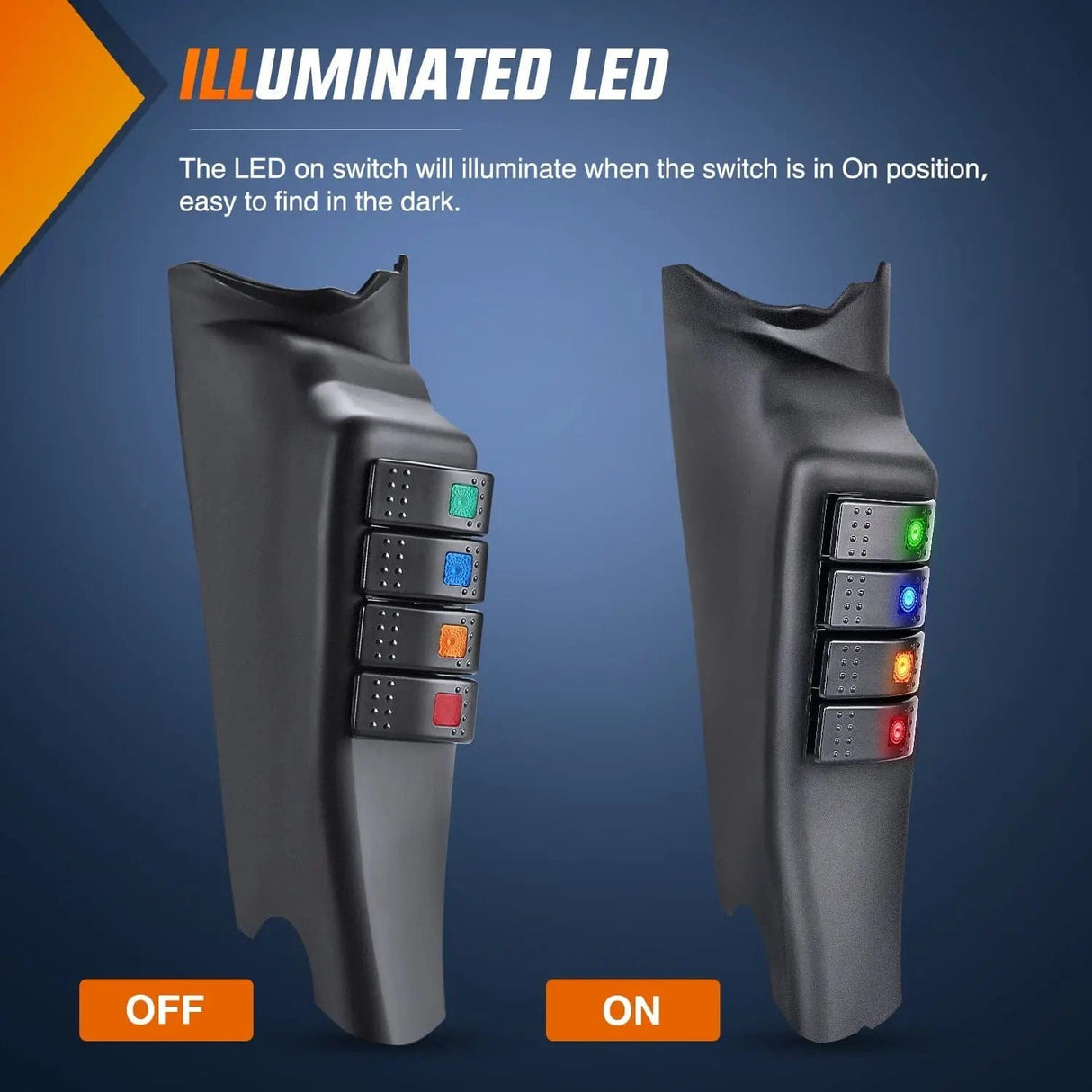 Rocker Switch A-Pillar 4 ON/OFF Rocker Switches for Jeep Wrangler JK 2011-2018