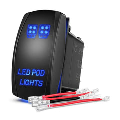5Pin Laser On/Off LED Pod Lights Rocker Switch Blue