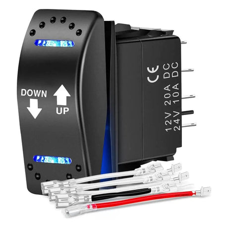 Rocker Switch 7Pin DPDT On/Off Momentary Down Up Rocker Switch Blue