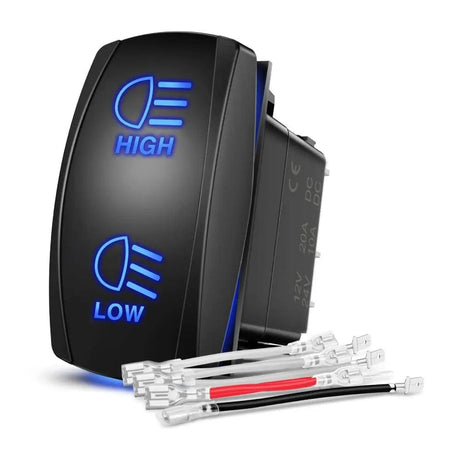 Rocker Switch 7Pin DPDT On/Off Momentary High Low Beam Headlights Rocker Switch Blue