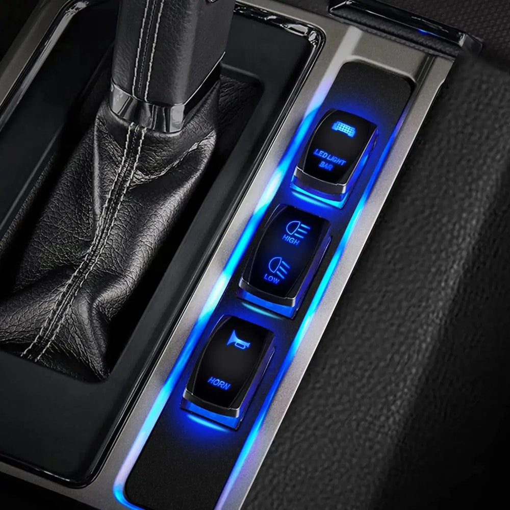 Rocker Switch 7Pin DPDT On/Off Momentary High Low Beam Headlights Rocker Switch Blue