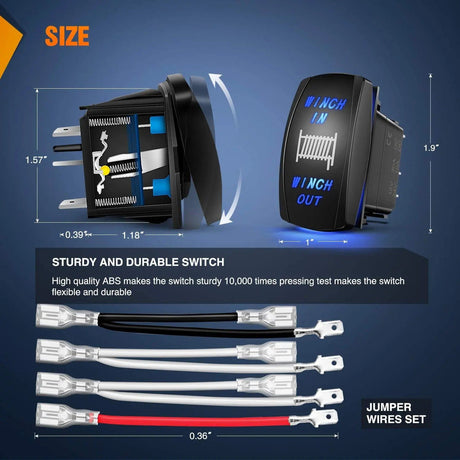 Rocker Switch 7Pin Laser On/Off Momentary Winch Rocker Switch Blue