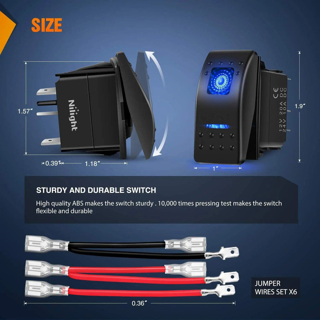 Rocker Switch 6Pcs 5Pin SPST On/Off Rocker Switch Blue