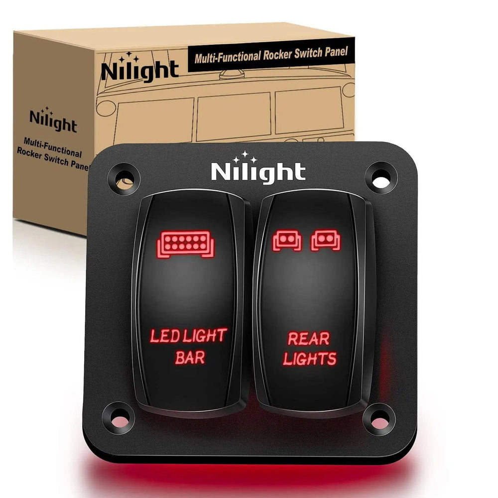 Rocker Switch 2Gang Led Light Bar and Rear Lights 5Pin ON/Off Rocker Switch Panel Red