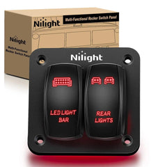 2Gang Led Light Bar and Rear Lights 5Pin ON/Off Rocker Switch Panel Red
