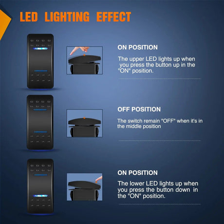 Rocker Switch 7Pin DPDT On/Off Winch Pump Rocker Switch Blue