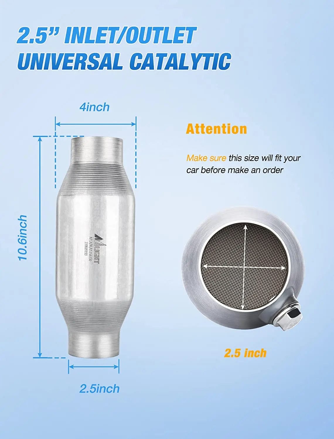 Catalytic Converter 2.5 Inch Inlet/Outlet Universal Catalytic Converter