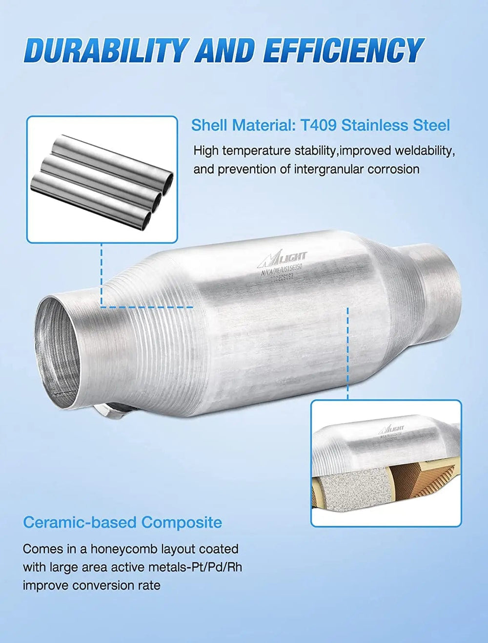 Catalytic Converter 2.5 Inch Inlet/Outlet Universal Catalytic Converter