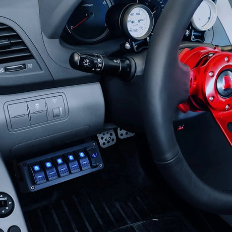 Rocker Switch 4Gang Blue Rocker Switch Box w/ PD Type C | QC 3.0 USB Charger Voltmeter