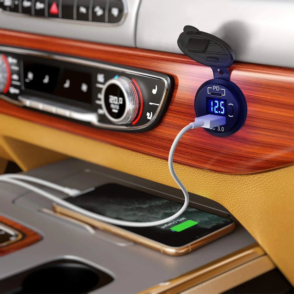 Vehicle Parts & Accessories PD Type C | QC 3.0 USB Charger Voltmeter