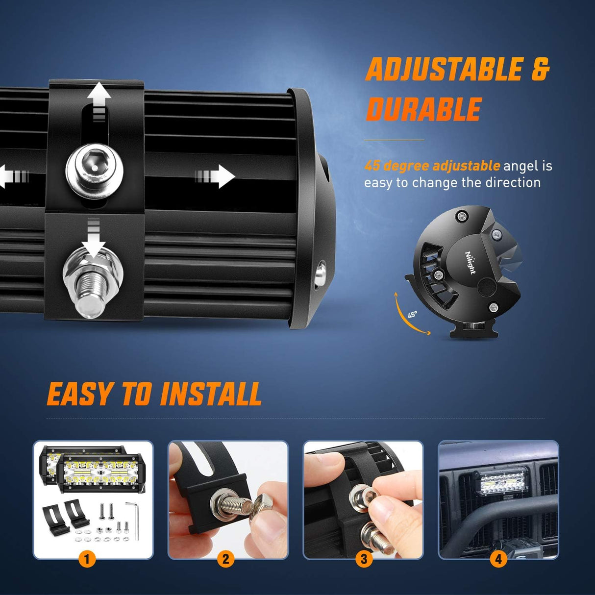 LED Light Bar LED Pods 4PCS 6.5 Inch 120W Light Bar Triple Rows Spot Flood Combo Driving Light Waterproof Led Work Light Off-road Truck Car ATV SUV Cabin Boat, 2 Years Warranty