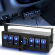 Rocker Switch 6Gang Aluminum ON/Off Rocker Switch Box w/ QC 3.0 Dual USB Charger Voltmeter