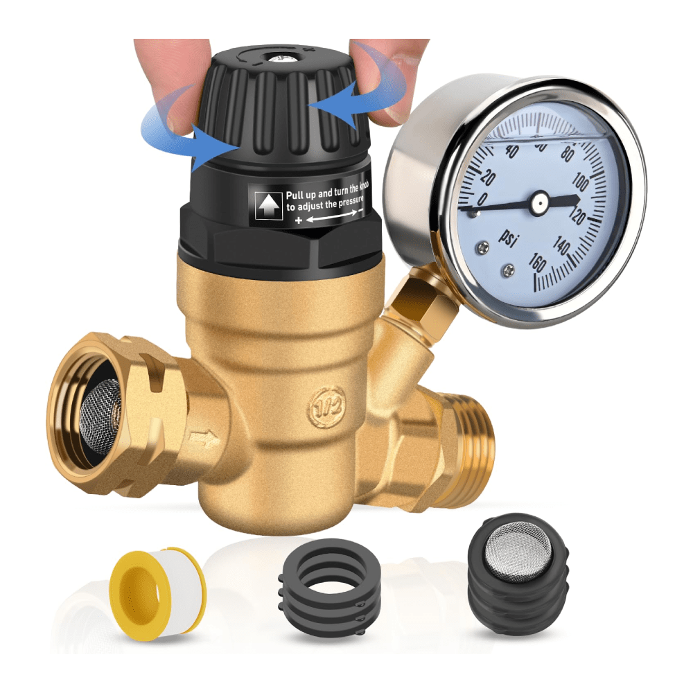 RV Water Pressure Regulator for RV Camper, Adjustable Handle Water Hos –  Nilight