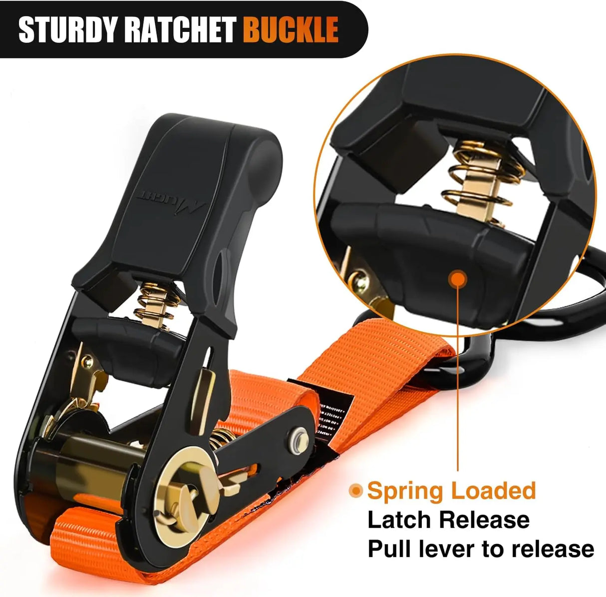 Ratchet Tie Down Straps With Soft Loop Orange Nilight