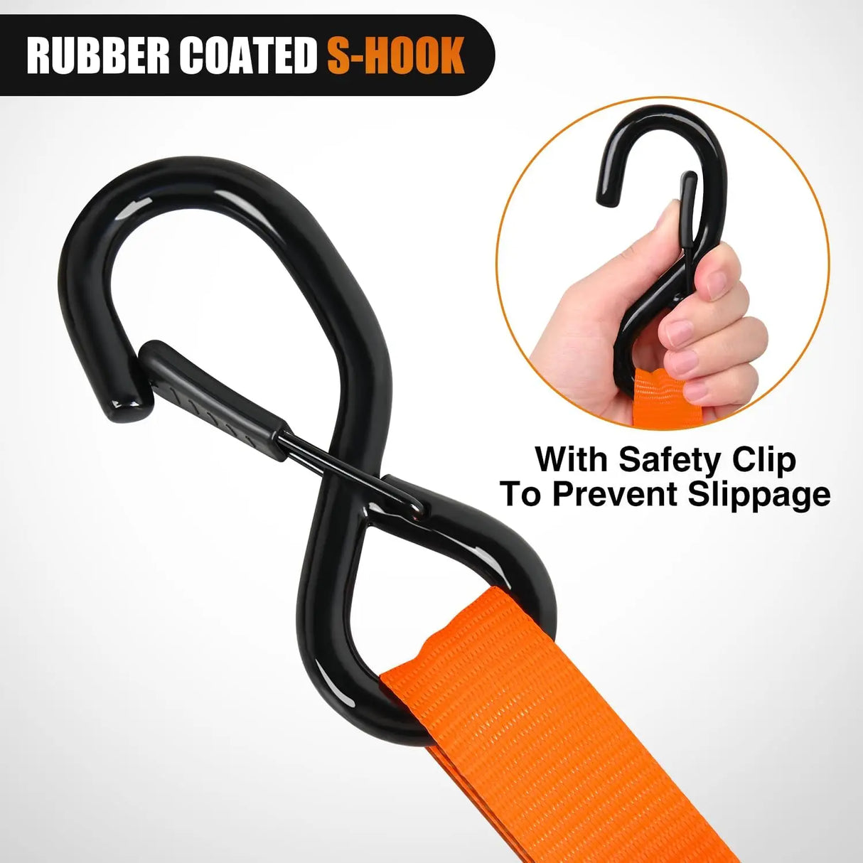 Ratchet Tie Down Straps With Soft Loop Orange Nilight