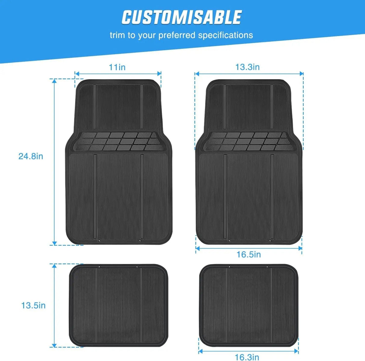 Floor Mat Rubber Floor Mats For Cars Trucks SUVs Universal Trim to Fit