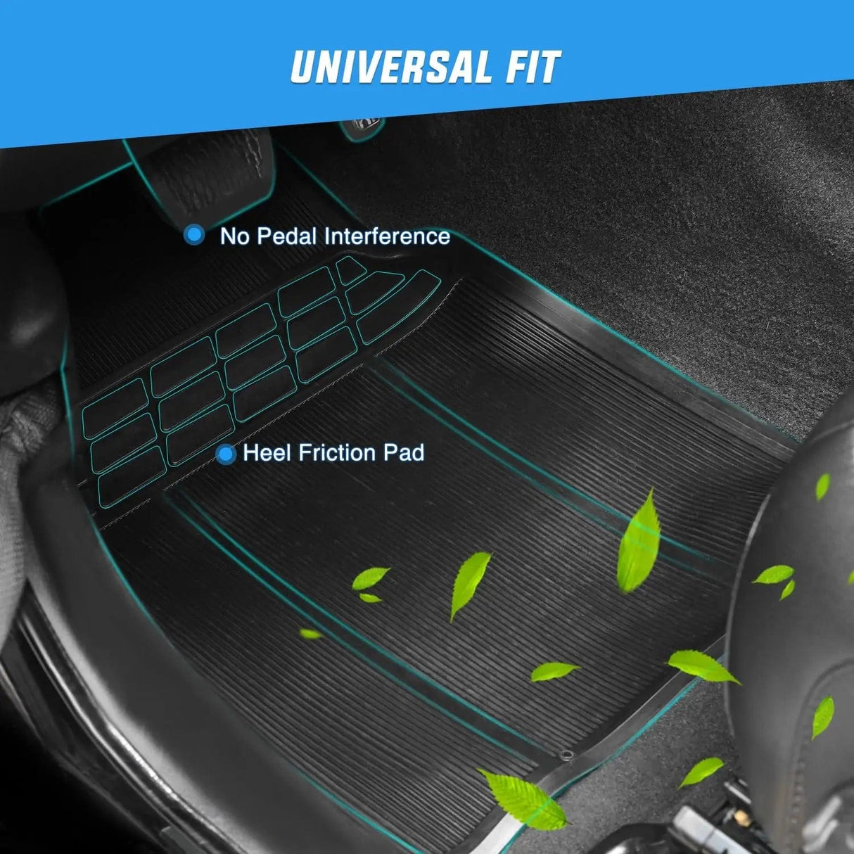 Floor Mat Rubber Floor Mats For Cars Trucks SUVs Universal Trim to Fit