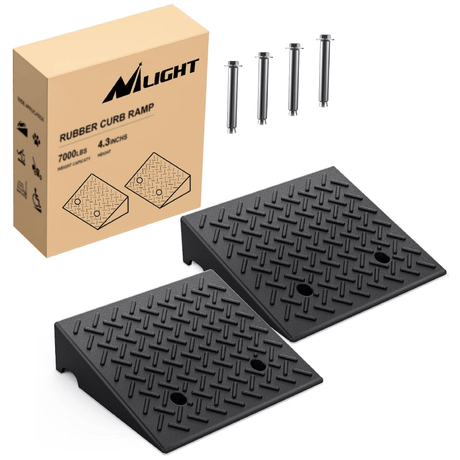 4.3 Inch 7000lbs Load Capacity Rise Height Heavy Duty Rubber Curb Ramp (Pair) Nilight