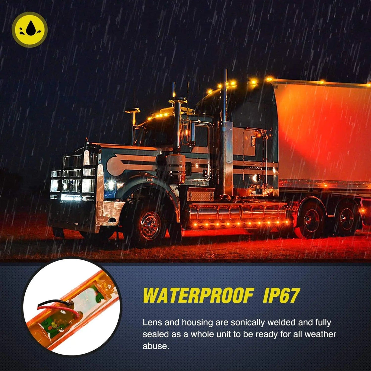 Side Marker Clearance Lights 3.9 Inch Amber Red LED Fender/Side Marker Light (10 Pcs)