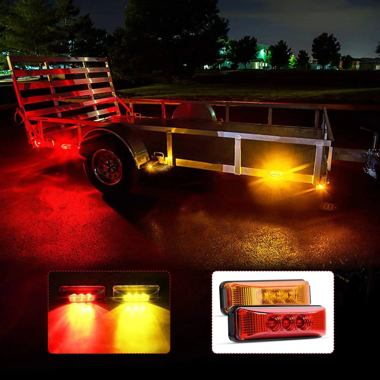 Side Marker Clearance Lights 3.9 Inch Amber Red LED Fender/Side Marker Light (10 Pcs)