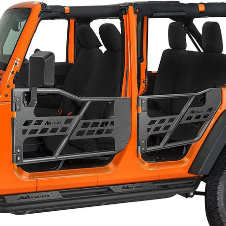 2007 2008 2009 2010 2011 2012 2013 2014 2015 2016 2017 2018 Jeep Wrangler JK 4Door Front Rear Tubular Doors W/Side View Mirrors