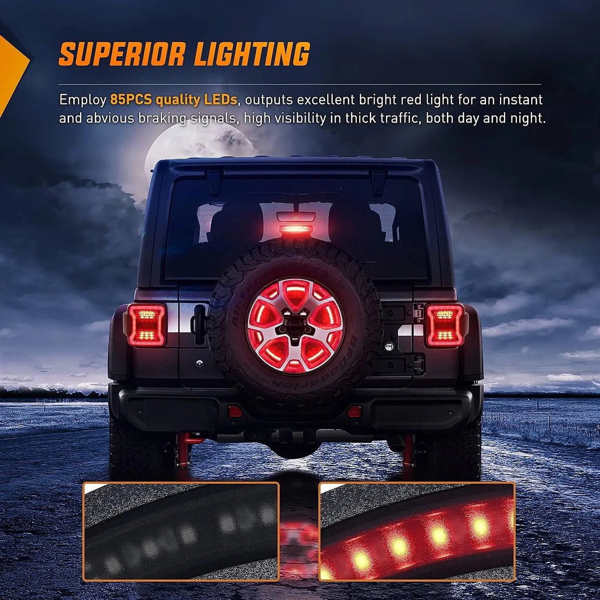 Accessories Spare Tire Brake Light For 2018-2021 Jeep Wrangler JK JKU JL JLU