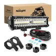 LED Light Bar 12 Inch 300W 30000LM Triple Row Flood/Spot LED Light Bar Kit | 12FT Wire