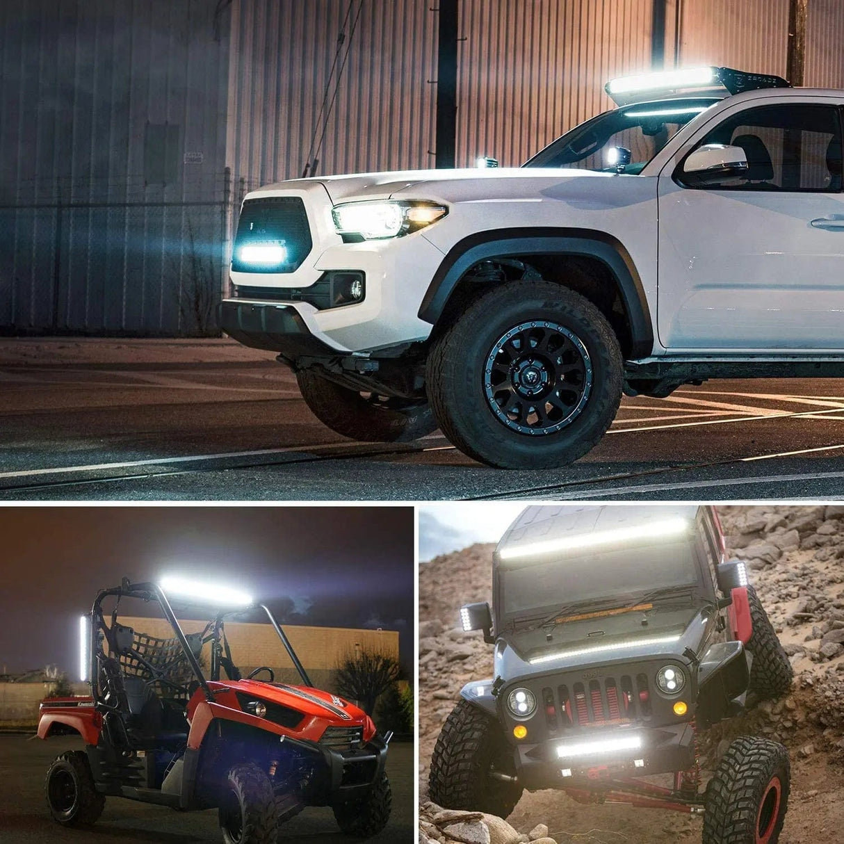 LED Light Bar 12 Inch 300W 30000LM Triple Row Flood/Spot LED Light Bar Kit | 12FT Wire