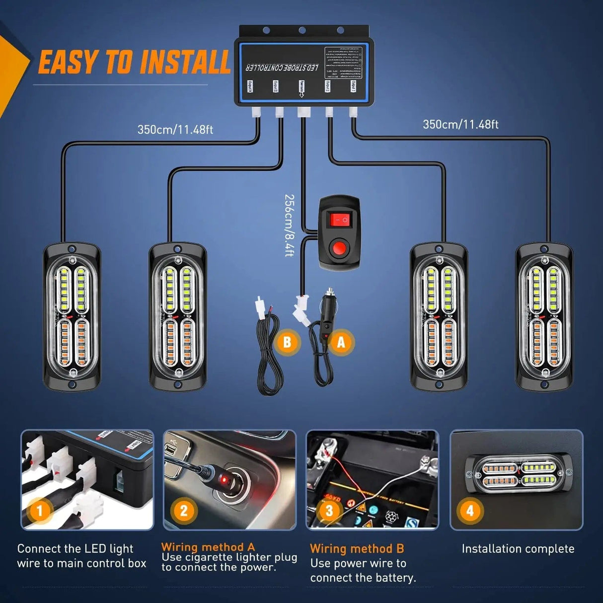 Surface Mount Strobe Lights Surface Mount Led Strobe Light Kit (4 Pcs)