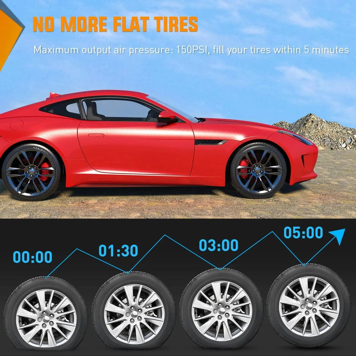 Accessories Tire Inflator Air Compressor Pump Auto-Shut Off