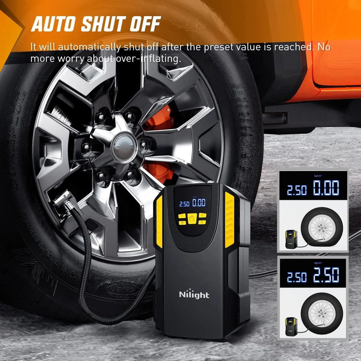Accessories Tire Inflator Air Compressor Pump Auto-Shut Off