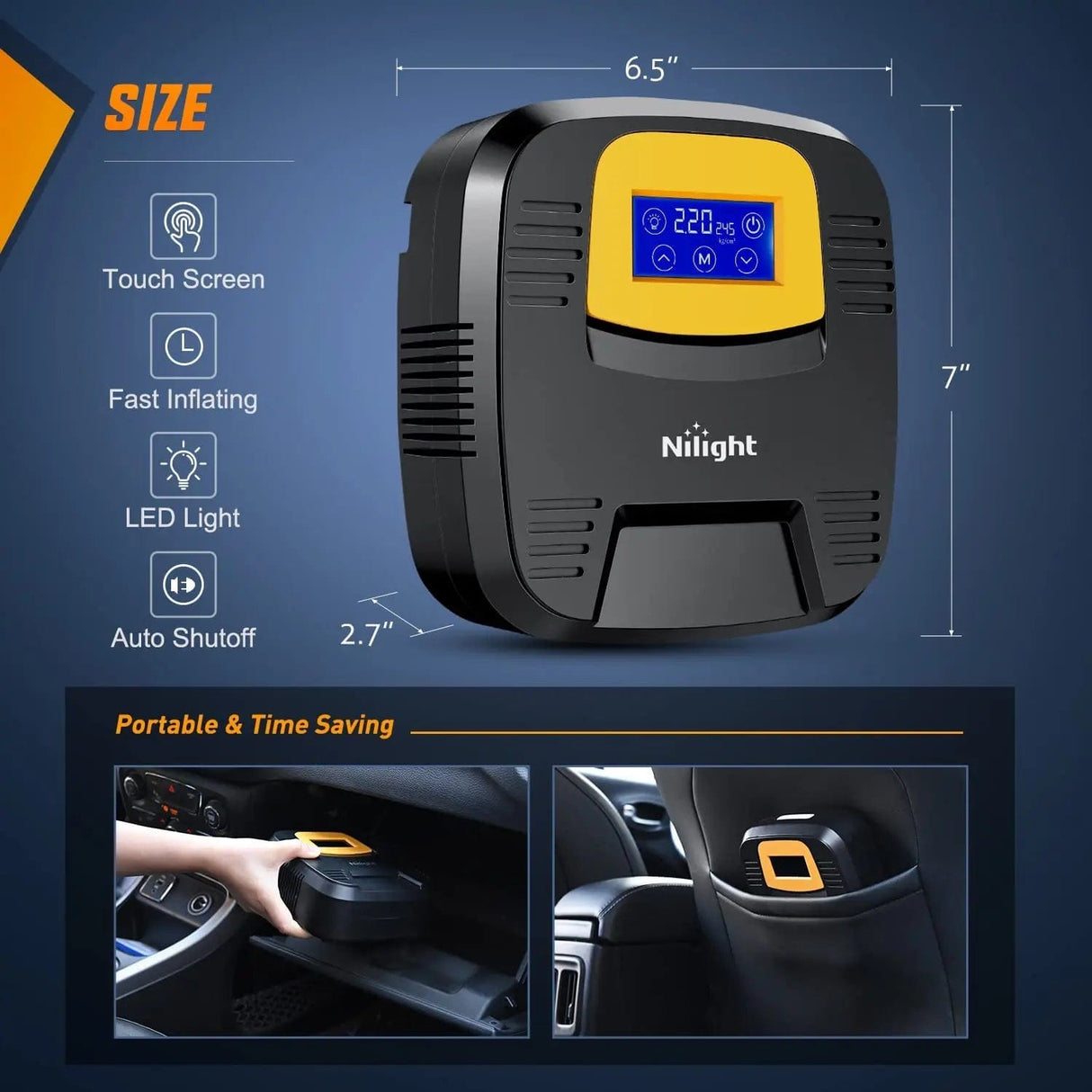 Accessories Tire Inflator Digital Touch Screen