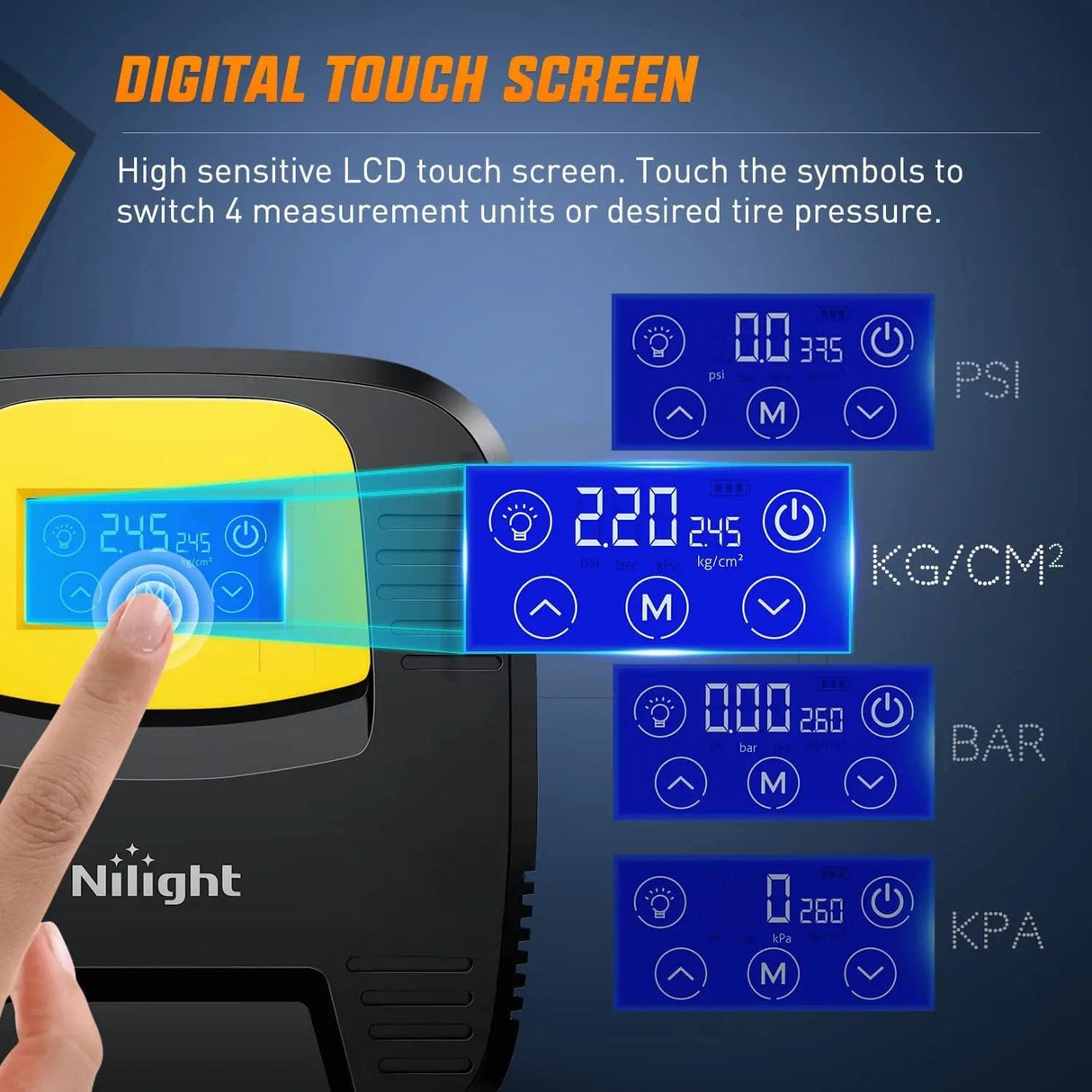 Accessories Tire Inflator Digital Touch Screen