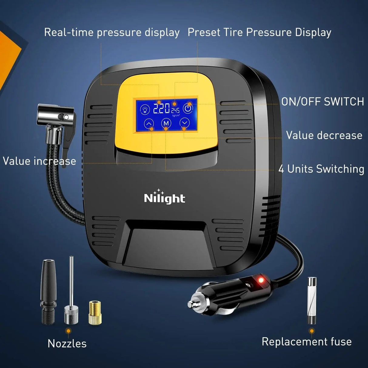 Accessories Tire Inflator Digital Touch Screen
