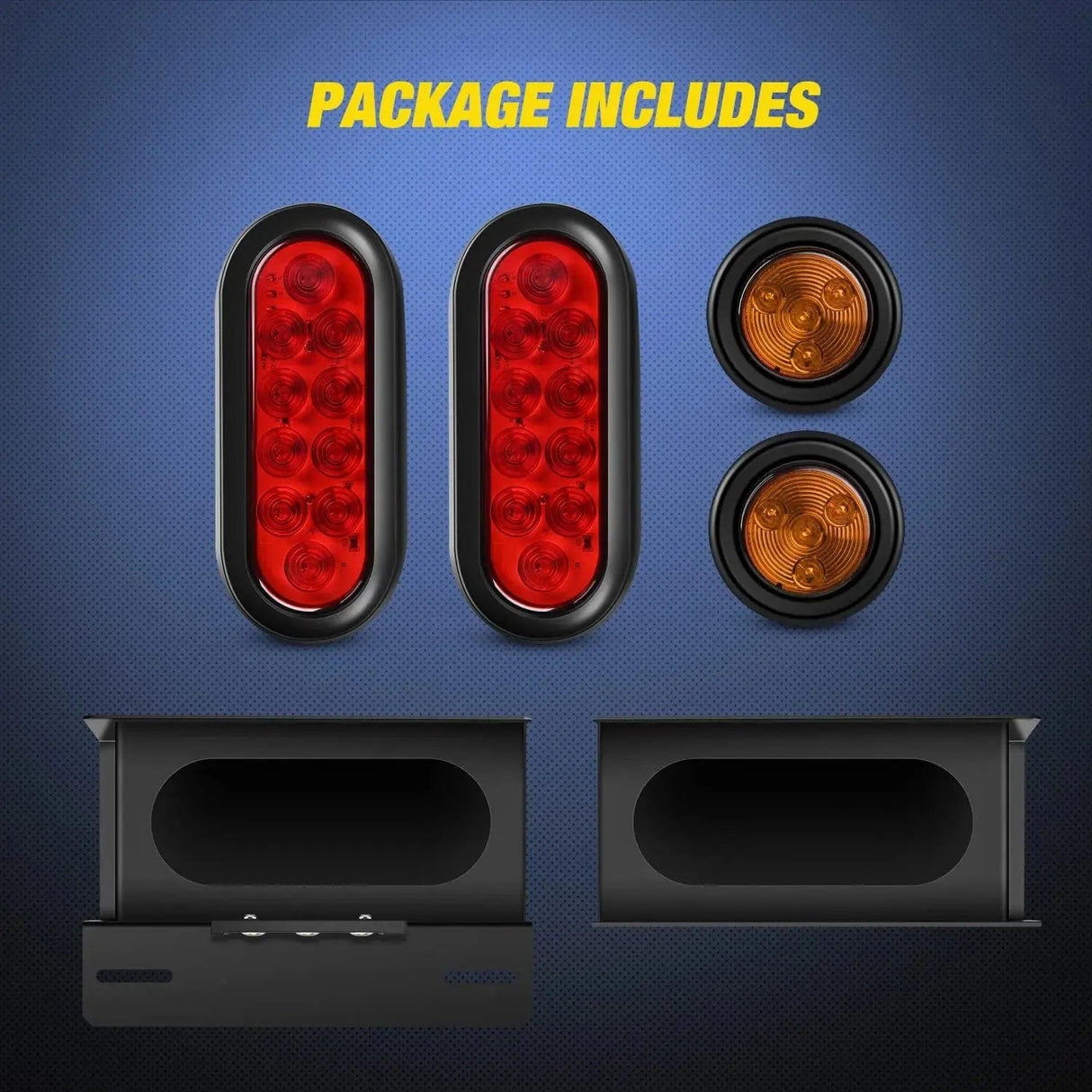 Side Marker Clearance Lights Trailer Light Box Kit | 6 Inch Oval Red Tail Lights | 2 Inch Round Amber Side Marker Lights