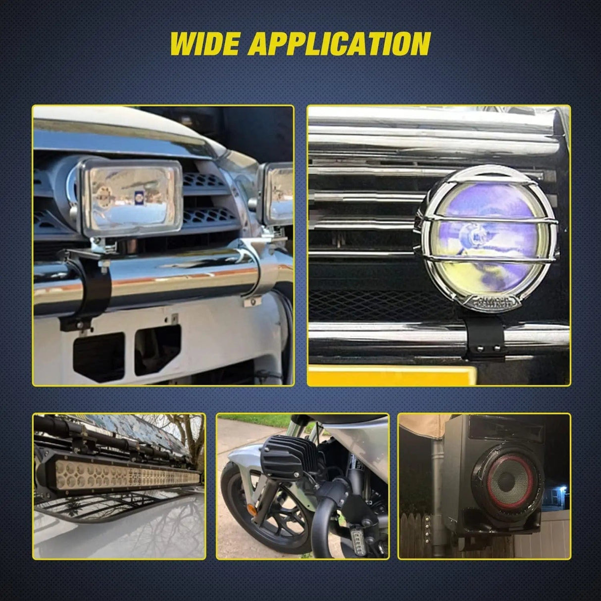 Mounting Accessory Tube Clamp Mount Bracket Kits Fit 2.43in-2.8in Round Bull Bar (Pair)